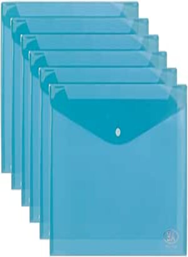 3A 7702F Plastic Paper Keeper 18 Micron 26 * 35 cm with Clips 6 Pieces - Light Blue